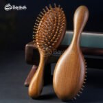 Premium Oval Sandalwood Hair Brush - Natural Cushion Scalp Massager
