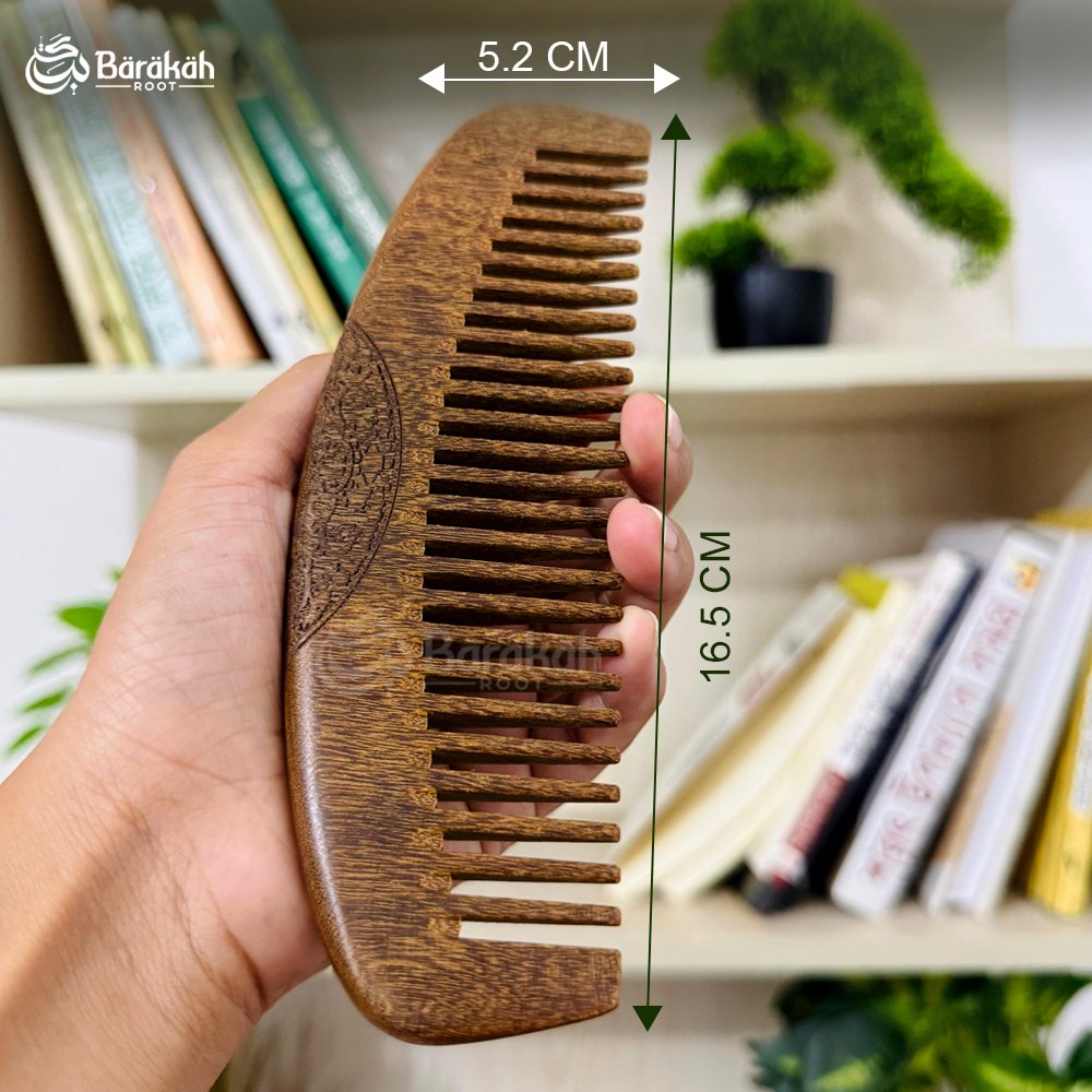 Premium Sandalwood Moon Comb – Wide Tooth & Fine Tooth