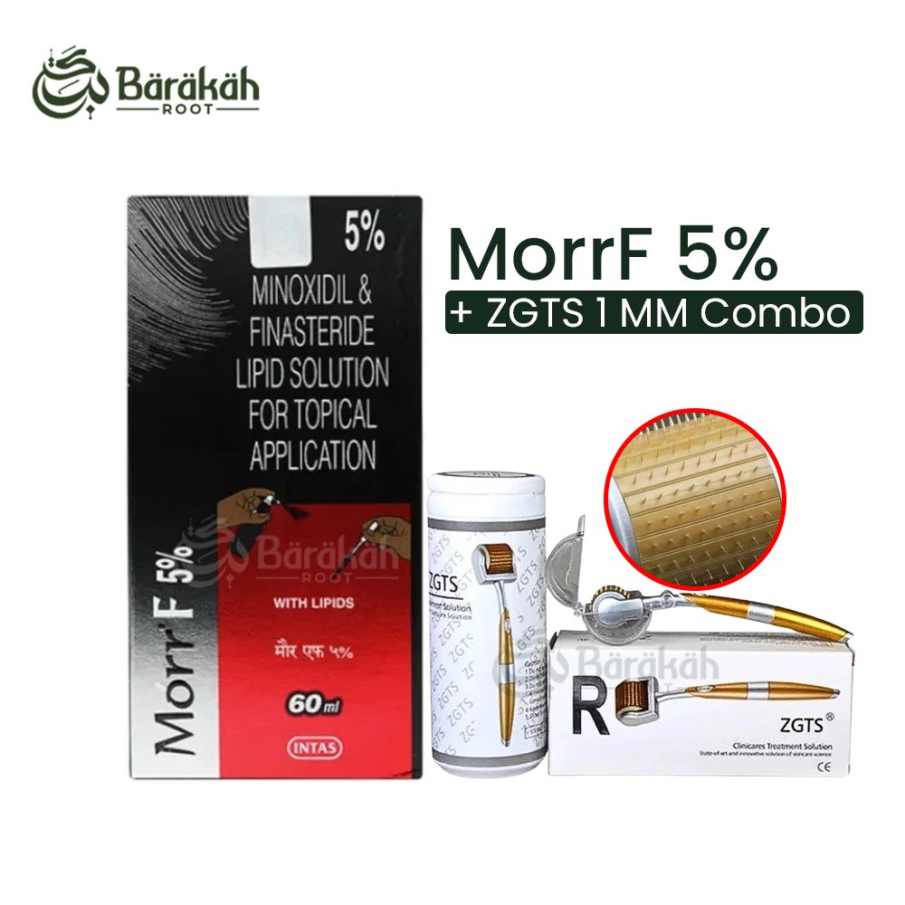 MorrF 5% Minoxidil with Finasteried + 1 mm ZGTS Dermar Roller Combo